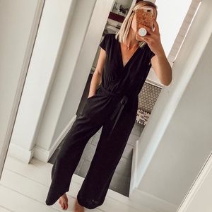 Short sleeved black jumpsuit